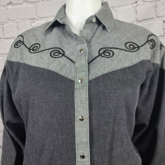 Panhandle Slim Grey Western Shirt Medium - Picture 1 of 8